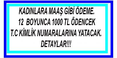 EV HANIMLARINA MAAŞ GİBİ ÖDEME ! 12 AY 1000 TL